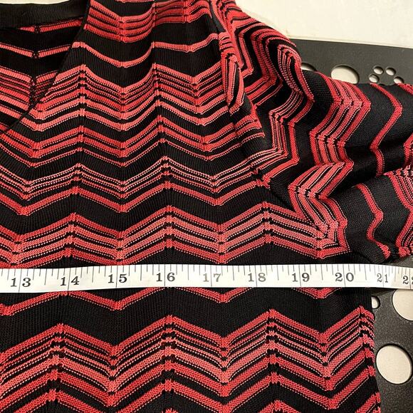 Exclusively Misook Size M Oversized Cardigan Sweater Vintage Zip Chevron Zig Zag - Picture 13 of 15